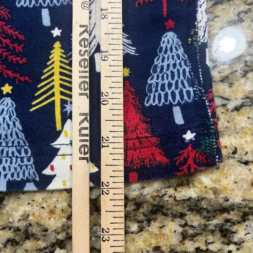 Hanna Andersson Boy Pajama Set 160 US 14 Christmas Trees Organic Cotton Navy